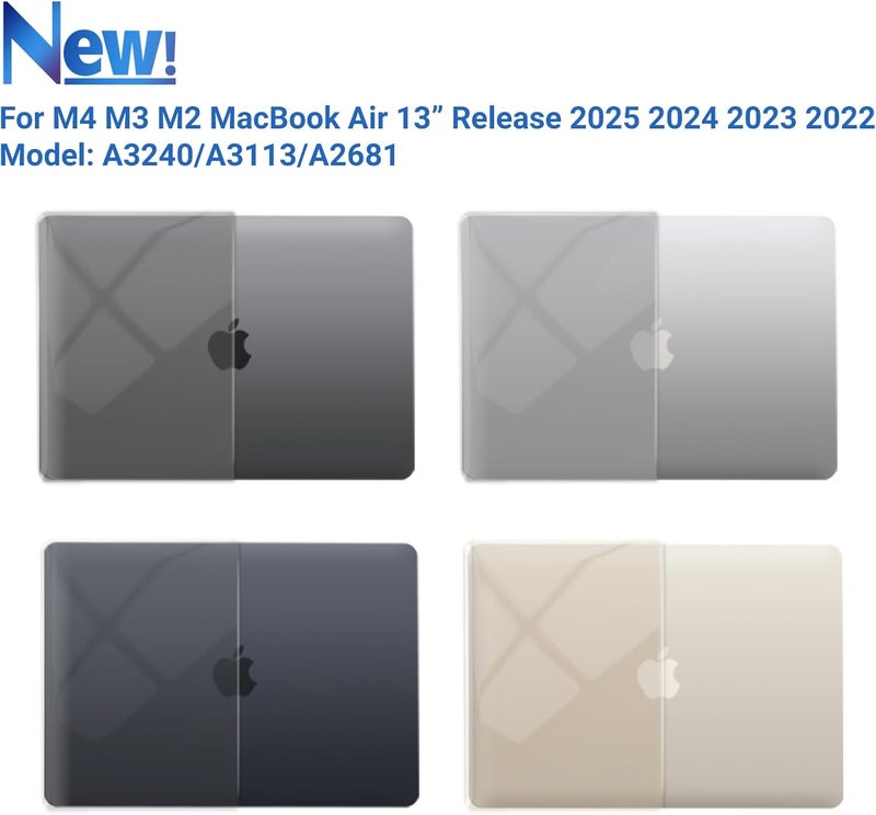 I Benzer Compatible with 2025 2024 2023 2022 MacBook Air 13 inch Case M4 A3240 M3 A3113 M2 A2681, Hardshell Case & KeyboardCover & ScreenFilm & Type-C for Mac Air 13.6, Crystal Clear, AT13-KK-CYCL+2TC - Image 4